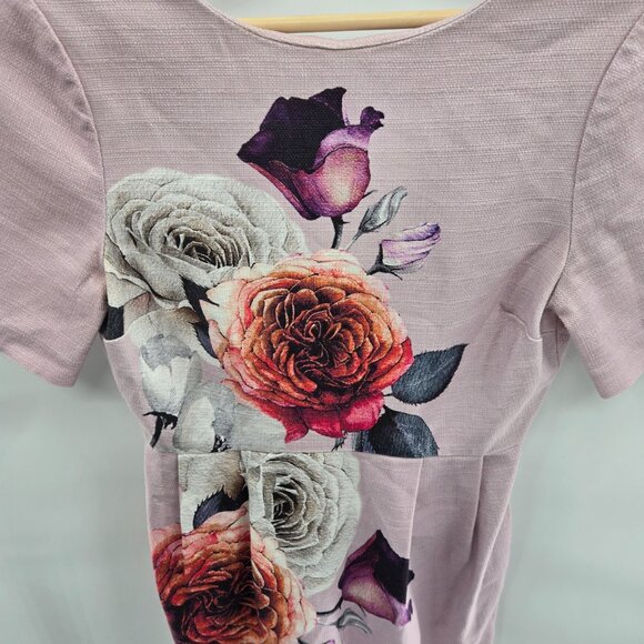 Asos Light Pink Floral Textured Back V-Neck Midi Dress Size 4 - Picture 4 of 15